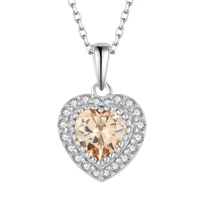 Sıcak takı moda güzel takı 925 ayar gümüş kalp kolye özel zincir kalp kolye