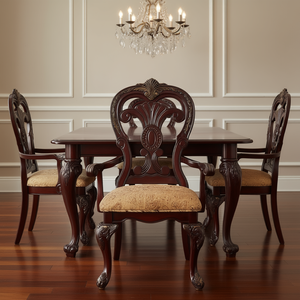 Juego de 2 Sillas de Comedor Tradicionales de Madera con Acabado en Cerezo y Tapicería de Tela, Muebles Elegantes para el Hogar - Product Image 2