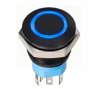 Verlichte drukknop schakelaar AV910220000870K, momentane, paneelmontage, 19,2 mm uitsparing, <span class=keywords><strong>DPDT</strong></span>, blauwe LED, 30V DC, IP67 - Product Image 1