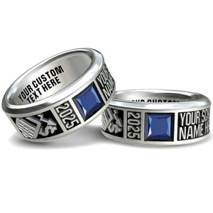 3D Khắc Sâu Bằng Thép Không Gỉ Tùy Chỉnh Thiết Kế Trường Trung Học Cao Đẳng Class Ring Band - Product Image 4