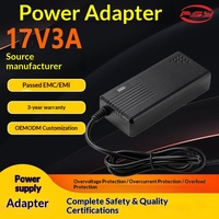 Adaptateur secteur ABS/PC 17V 3A DC pour projecteur compact certifié SAA CE 3C PSE UKCA