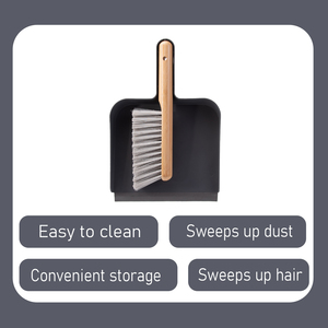 Juego de cepillo de mano y recogedor multiusos de bambú negro ecológico - Product Image 3