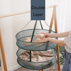 Cesta a prueba de viento para <span class=keywords><strong>ropa</strong></span> <span class=keywords><strong>sucia</strong></span>, tendedero para suéteres, cesta de lavandería colgante, redes plegables de malla, doble capa - Product Image 4