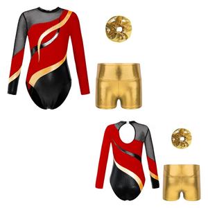 Conjunto de Danza para Niñas de 6 a 16 Años, Fabricante de Ropa de Danza, Leotardo con Pantalones Cortos Metálicos para Gimnasia, Patinaje, Venta al por Mayor - Product Image 5