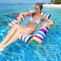Hamac gonflable pliable à rayures pour piscine, chaise longue flottante pour l'été, piscine, lac, plage, vacances