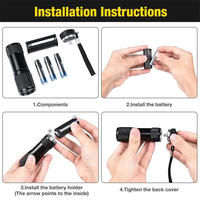 Usine En Gros 3A Batterie 395nm 9 LED UV Mini Lampe De Poche En Alliage D'aluminium UV Torche Lumière