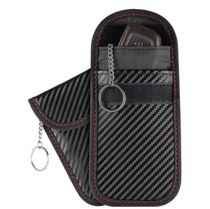 Sac de protection Portable <span class=keywords><strong>anti</strong></span>-<span class=keywords><strong>RFID</strong></span> avec étui à clés mode PU cuir en Fiber de carbone Faraday étui à clés de voiture FOB sac de blocage de Signal - Product Image 3