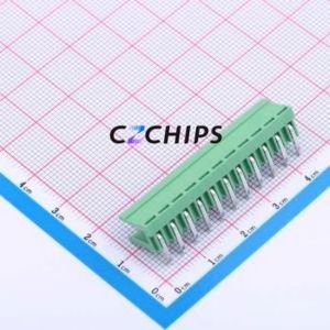 JL396R-39611G01 Plug-in Terminal Block Bent Lead Through Hole,P=3.96mm Connector Board-to-Board / Socket Open 1x11P 3.96mm Green - Product Image 2