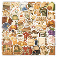50 autocollants vintage dessinés à la main, style Ins, pour journal, articles divers, artistiques, frais, imperméables, pour voiture, ordinateur portable, cadeau
