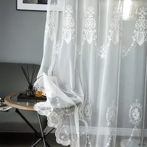 Chất Lượng Cao 100% Polyester Tulle Và Rèm Cửa Sổ Sheer Rèm Ren Trắng Sheer Cho Trang Trí Nội Thất - Product Image 1