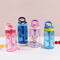 Bouteille d'eau pour enfants avec paille, couvercle anti-fuite, embout en silicone, sans BPA, en Tritan résistant, pour la gym