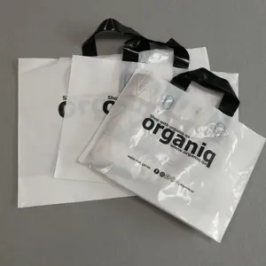 कस्टम Biodegradable पीई प्लास्टिक के शॉपिंग बैग संभाल के साथ, खुदरा किराने की खरीदारी प्लास्टिक कैरी बैग खुद के लोगो के साथ