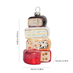 Ornamenti in Vetro a Forma di Cono Gelato e Banana Split con Perline e <span class=keywords><strong>Glitter</strong></span>, Bestseller - Product Image 2