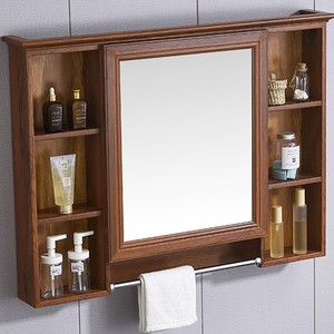 Wan Yusen Bathroom <b>Mirror</b> Cabinet <b>Wall</b> Mounted <b>Rectangle</b> Storage Rack With Towel Bar Tempered Glass Durable - Product Image 1