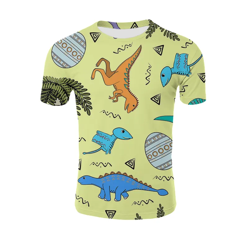 Men's summer short sleeve men's dinosaur cartoon printed casual style men's T-shirt