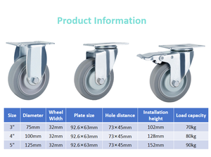 Chinesische Herstellung Industrielle Doppelkugellager Schwenkbare Thermoplastische Gummi 3/4/5 Zoll TPR Mittelschwere Kingstrong Rollen - Product Image 3