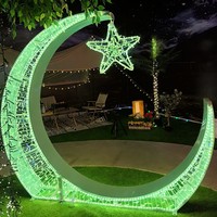 Lampes à motif LED IP65 jaunes, lampe lune du Ramadan pour la décoration extérieure et d'Halloween, matériau PVC, style Noël