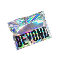 Sacs d'expédition en film holographique argenté imperméables avec logo personnalisé, sacs en feuille d'aluminium pour vêtements, pochette auto-adhésive
