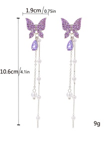 SC Jewelry'<strong>s</strong> New Fashion Tassel Pearl Crystal Butterfly <strong>Earrings</strong> Long Drop with Rhinestone Butterflies for Women and <strong>Girls</strong> - Product Image 4