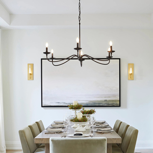 JYLIGHTING Lustre suspendu en <span class=keywords><strong>cuivre</strong></span> à 6 têtes de style américain, <span class=keywords><strong>luminaire</strong></span> moderne pour projet hôtelier, salon, salle à manger - Product Image 3