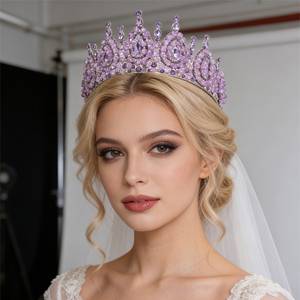 Handmade Alloy Crystal <strong>Wedding</strong> <strong>Hair</strong> <strong>Band</strong> Bride Tiara Baroque Crown for Pageant Quinceanera Party - Product Image 2