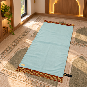 Tosca Islamic <b>Prayer</b> Rug for <b>Kids</b> and Adults Machine Made Soft Foam Faux Material 105x50cm with Elegant Gold Tassel Home Use - Product Image 4