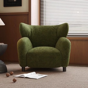 Fauteuil design aile de <span class=keywords><strong>sirène</strong></span> vintage en bouclé, canapé simple, fauteuil lounge style nordique, mobilier de décoration intérieure - Product Image 2