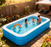 Nouvelle piscine gonflable rectangulaire bleue et blanche de 3 mètres pour adultes, enfants et nourrissons. Prise en charge de la personnalisation du client