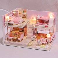 Kit de Casa de Muñecas en Miniatura DIY al por Mayor, Kit de Casa de Muñecas en Miniatura con Tobogán Rosa, Decoración de Escritorio Mini Loft