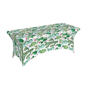 Stock personnalisé aquarelle Cactus luxe mariage Banquet fête Table couverture rectangulaire Spandex nappe extensible pour hôtels PE - Product Image 1
