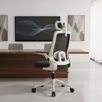 Chaise de bureau pivotante moderne avec support lombaire, en tissu maillé, design ergonomique, hauteur réglable, pour la maison/le bureau, avec accoudoirs