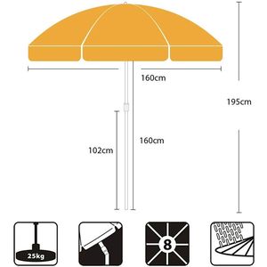 Prix usine pas cher Portable pliant jardin pique-nique parasols <span class=keywords><strong>160</strong></span> cm rond Protection UV Orange parasol de plage avec sac de transport - Product Image 2