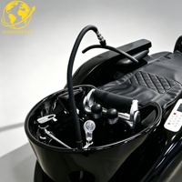 Table de lavage et de massage électrique réglable en cuir PU, style moderne, pour salon de beauté, spa, coiffure et manucure, avec circulation d'eau et vapeur