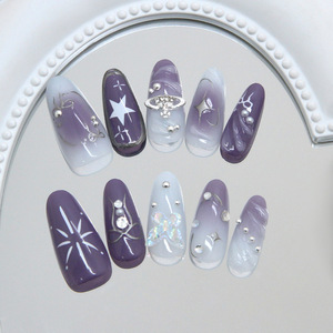<span class=keywords><strong>Uñas</strong></span> <span class=keywords><strong>Postizas</strong></span> Almendradas con Diseños de Lazo Morado y Plateado, Estilo Y2K, Hechas a Máquina con ABS, 24 <span class=keywords><strong>Uñas</strong></span> <span class=keywords><strong>Postizas</strong></span>, Puntas de <span class=keywords><strong>Uñas</strong></span> Largas en Forma de Almendra - Product Image 4