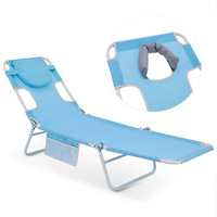 Lot de 2 chaises longues pliables et portables pour le bronzage, avec trou pour le visage, réglables, pour le camping