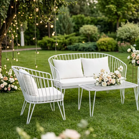 Ensemble de canapés élégants en fil métallique avec canapé triple et fauteuils individuels pour événements de mariage de luxe et aménagement de salons