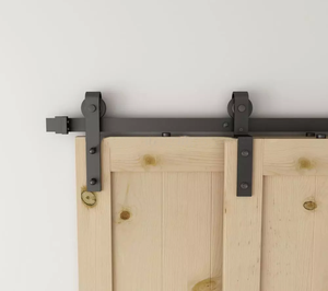 6.6FT Solid Wood Modern Bypass Sliding <strong>Barn</strong> <strong>Door</strong> <strong>Hardware</strong> for Apartment Use with Finished Surface - Product Image 5