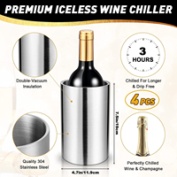 Refroidisseur de bouteilles de vin seau à vin isolé à double paroi en acier inoxydable seau à glace à champagne rond pour bouteilles de 750ml