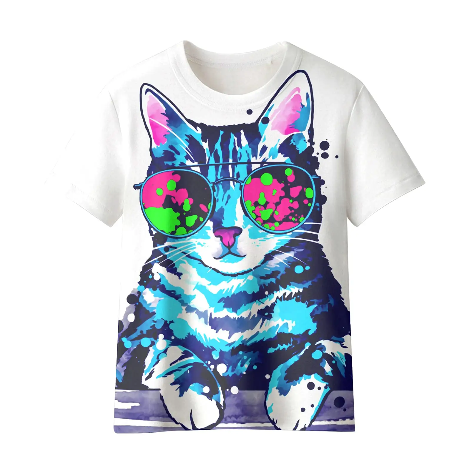 Print On Demand Kids Polyester T Shirts Schattige Kat Kinderen Kleding Nieuwste Polynesiaanse Shirts Voor Kinderen Met Oem Groothandel