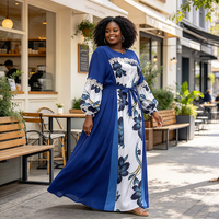 Nouvelle Robe Longue Décontractée à Col Rond et Manches Longues Imprimée pour Femme Musulmane, Vente en Gros, Tendance 26363-1