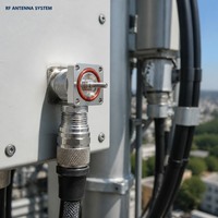 Connecteur RF à prise femelle DIN 7/16 avec filetage M5, longueur 38 mm, contact en cuivre, boîtier en laiton, IP64, 12V 12A, fourni par l'usine