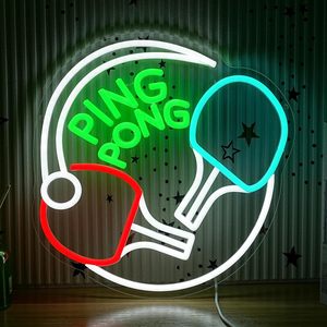 Enseigne lumineuse LED néon Ping Pong pour intérieur, décoration murale, éclairage d'ambiance, panneau d'entrée, enseigne lumineuse - Product Image 1