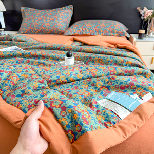 Mỹ phong cách giá rẻ Polyester <span class=keywords><strong>Orange</strong></span> Flower in 4 cái <span class=keywords><strong>Comforter</strong></span> tấm ga trải giường thiết lập - Product Image 5
