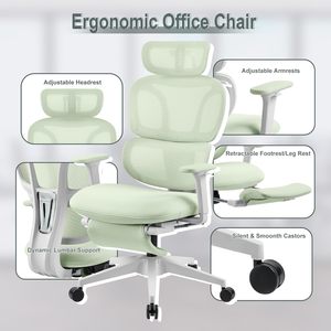 High Back Mesh Ergonomic Office Chair, Reclining <b>Desk</b> Chair with Footrest, Coat Hanger, Lumbar Support & Sponge Seat - Product Image 3