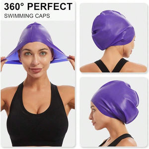 Bonnet de bain en silicone surdimensionné Xxl bonnet de bain de protection des oreilles imperméable pour adultes pour hommes et femmes avec des cheveux longs - Product Image 2