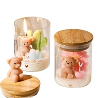 Bougie en verre aromathérapeutique en forme d'ours mignon fait à la main - Cadeau de Noël, de Pâques, d'anniversaire, décoration de la maison, vente en gros