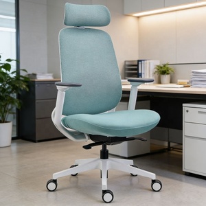 Chaise de bureau de direction en tissu à dossier haut avec accoudoirs 3D, appui-tête et dossier inclinables 4D réglables, pivotante verrouillable avec plateau adaptatif - Product Image 4