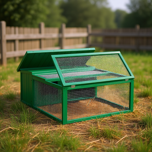 Jaula para conejos de madera de pino macizo, tamaño mediano, color marrón, con malla de alambre para alojamiento de conejos - Product Image 2