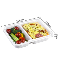 Barquettes d'emballage alimentaire personnalisées en CPET, blanches, à 2 compartiments, boîte à lunch, conteneur de préparation de repas à emporter en CPET avec couvercle transparent