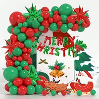 Kit d'arche de guirlande de ballons de Noël, bannière de lettres Joyeux Noël, étoiles rouges et vertes en feuille d'aluminium, fournitures de décoration pour fêtes de fin d'année